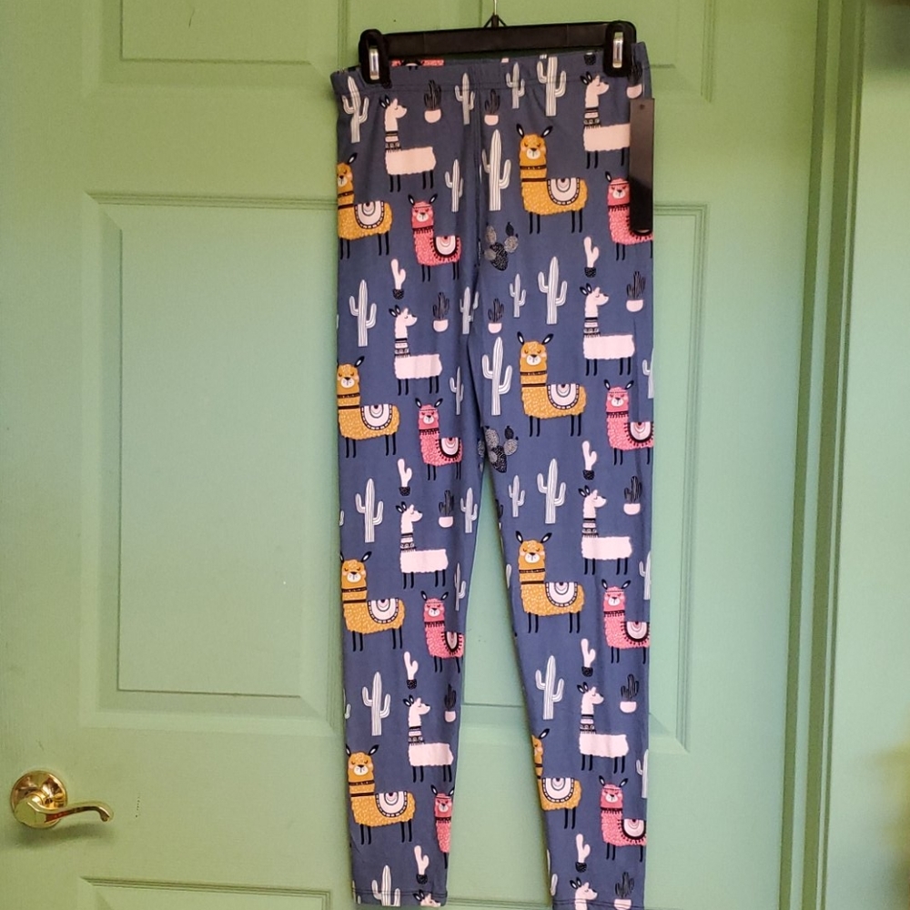 Peachskin Lama cactus leggings